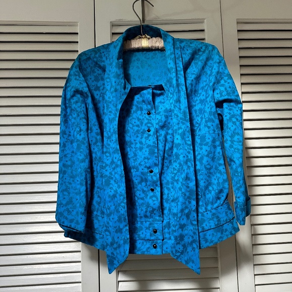 Vintage 1950s Cotton Blouse Sportkraft Cropped with Tie and Button Closure - Picture 5 of 15